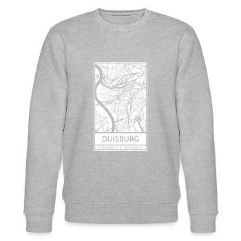 Duisburg – City Stadtplan Map Karte (weiß) - Stanley/Stella Unisex Bio-Sweatshirt CHANGER  - Grau meliert - Vorne - Nik (191cm) & Marisol (170cm)