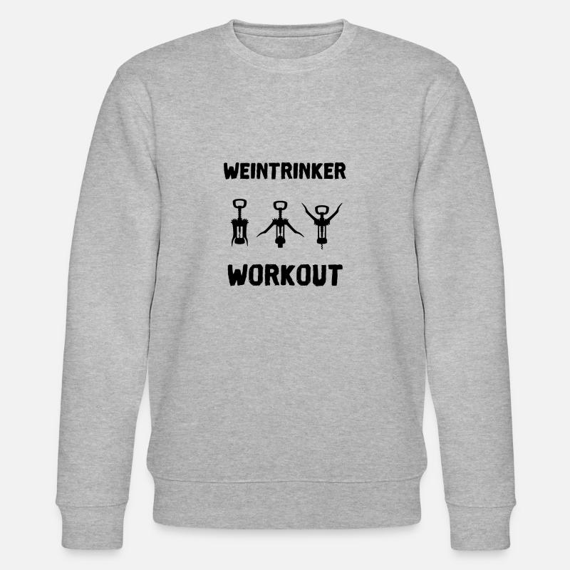 Weintrinker Workout Geschenkidee Flaschenöffner - Stanley/Stella Unisex Bio-Sweatshirt CHANGER  - Grau meliert