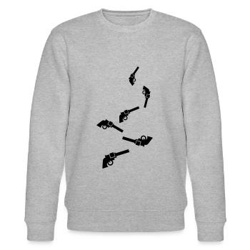 waffe symbol pistole - Stanley/Stella Unisex Bio-Sweatshirt CHANGER  - Grau meliert - Vorne - Nik (191cm) & Marisol (170cm)