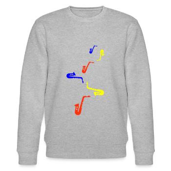 Trompete instrument - Stanley/Stella Unisex Bio-Sweatshirt CHANGER  - Grau meliert - Vorne - Nik (191cm) & Marisol (170cm)