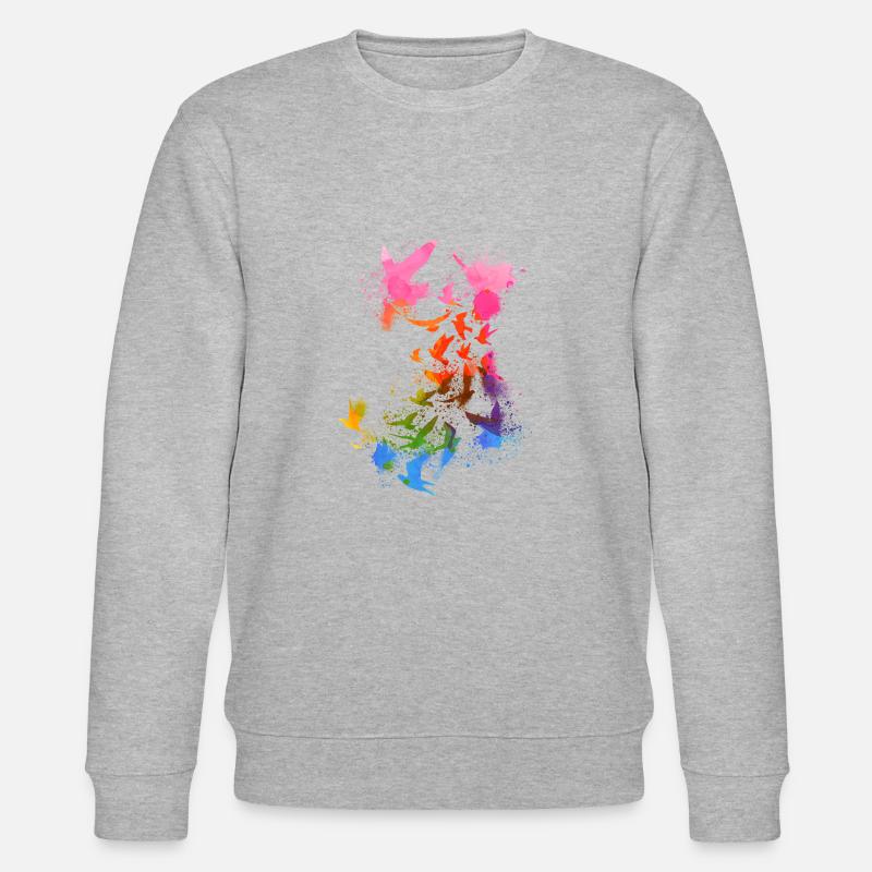 tauben,taube,vögel,vogelschwarm,bunt,graffiti, - Stanley/Stella Unisex Bio-Sweatshirt CHANGER  - Grau meliert
