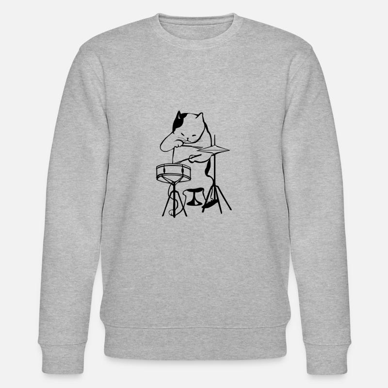 Mio le chat aux drums - Sweat bio CHANGER Stanley/Stella Unisexe - gris chiné