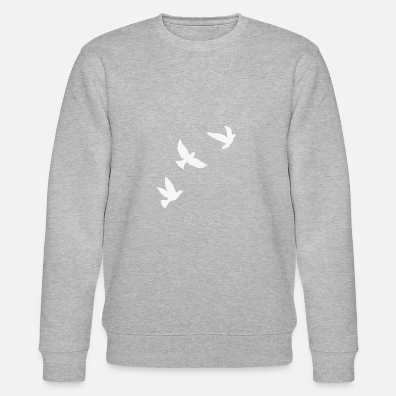 3 fliegende Vögel weiß - Stanley/Stella Unisex Bio-Sweatshirt CHANGER - Grau meliert
