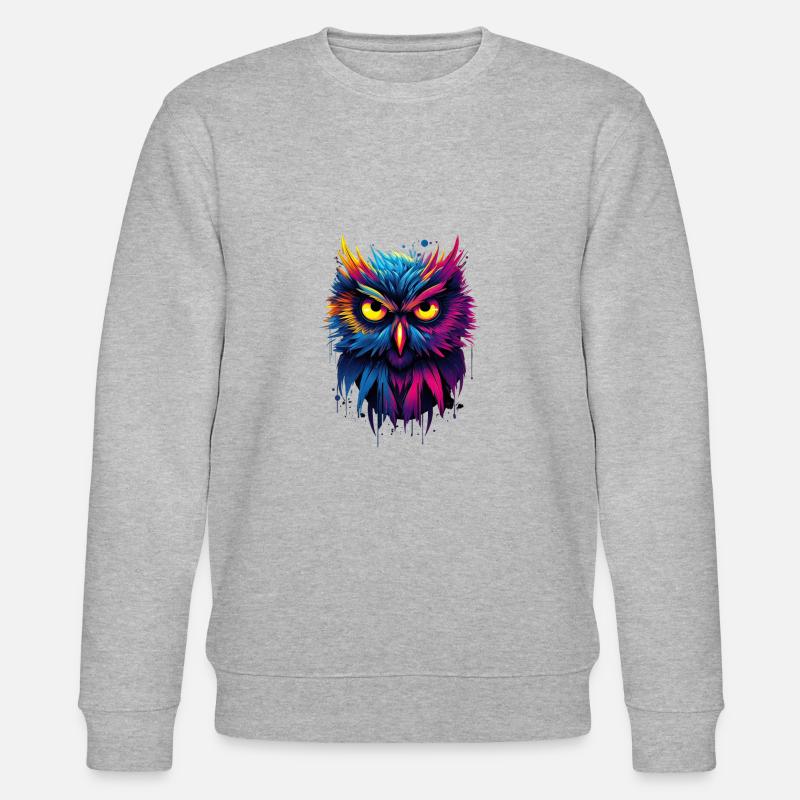 Mystische Farbtöne Eule - Stanley/Stella Unisex Bio-Sweatshirt CHANGER  - Grau meliert