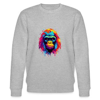 Radiant Spectrum Gorilla - Stanley/Stella Unisex Bio-Sweatshirt CHANGER  - Grau meliert - Vorne - Nik (191cm) & Marisol (170cm)