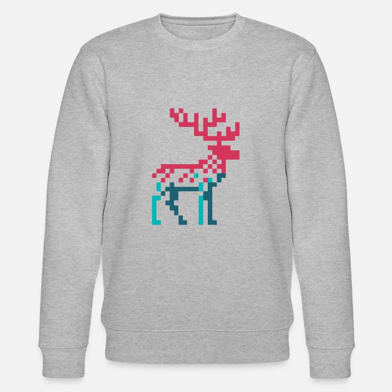 PixelDasher : Design de renne rétro - Sweat bio CHANGER Stanley/Stella Unisexe - gris chiné