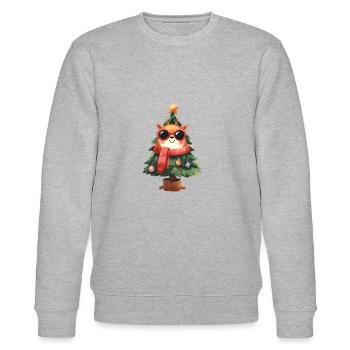 Renne cool dans le sapin de Noël avec écharpe - Sweat bio CHANGER Stanley/Stella Unisexe - gris chiné - Devant - Nik (191cm) & Marisol (170cm)