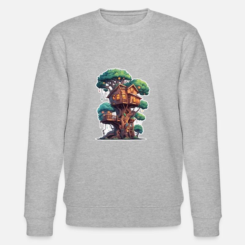 Baumhaus / Baumkrone / Baumhütte / Abenteuer - Stanley/Stella Unisex Bio-Sweatshirt CHANGER  - Grau meliert