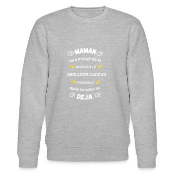 Mom, Best Mother's Day Gift - Stanley/Stella CHANGER Unisex Organic Sweatshirt - heather grey - Front - Nik (191cm) & Marisol (170cm)