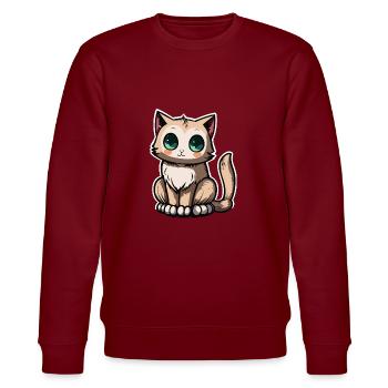 cute cat - Stanley/Stella CHANGER Unisex Organic Sweatshirt - burgundy - Front - Nik (191cm) & Marisol (170cm)