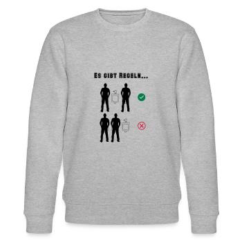 Regeln auf der Männertoilette - ein Pissoir frei - Stanley/Stella Unisex Bio-Sweatshirt CHANGER  - Grau meliert - Vorne - Nik (191cm) & Marisol (170cm)