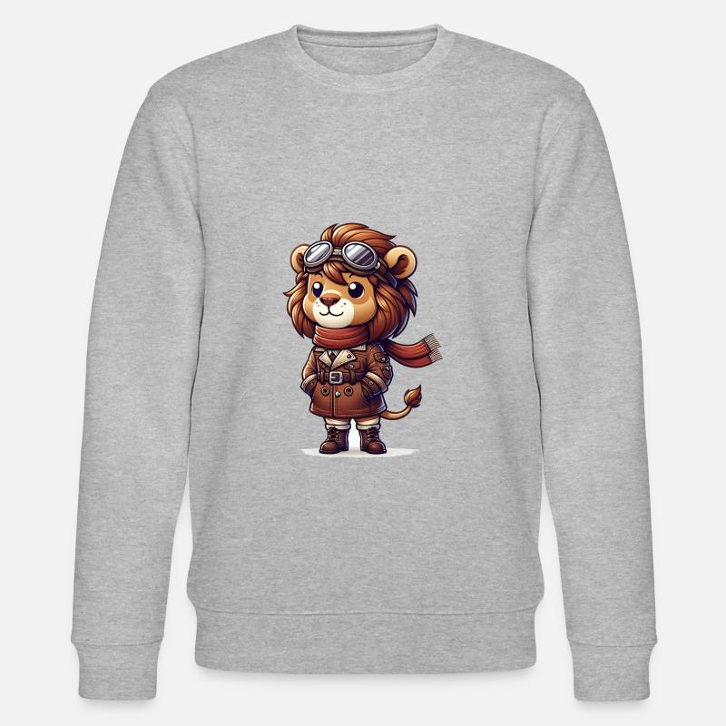 Cute Lion Pilot - Stanley/Stella Unisex Bio-Sweatshirt CHANGER  - Grau meliert