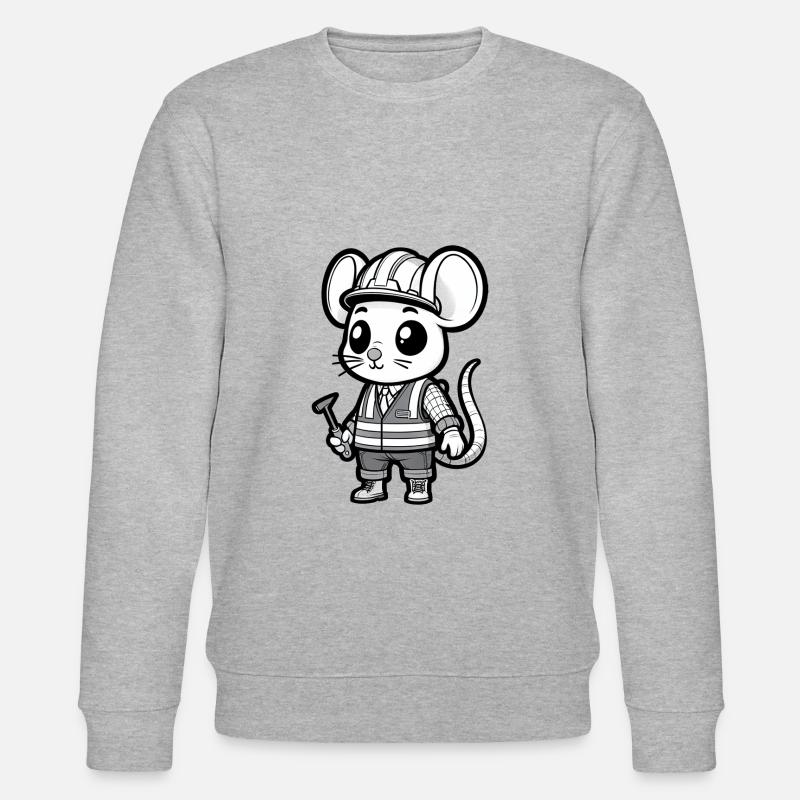 Cute Mouse Construction Worker - Stanley/Stella CHANGER Unisex Organic Sweatshirt - heather grey