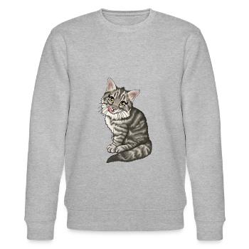 Norwegische Waldkatze getigert Tiger Illustration - Stanley/Stella Unisex Bio-Sweatshirt CHANGER  - Grau meliert - Vorne - Nik (191cm) & Marisol (170cm)