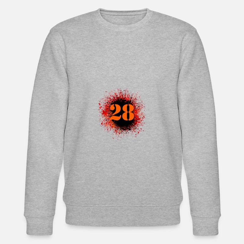 28 Zahl Klecks - Stanley/Stella Unisex Bio-Sweatshirt CHANGER  - Grau meliert