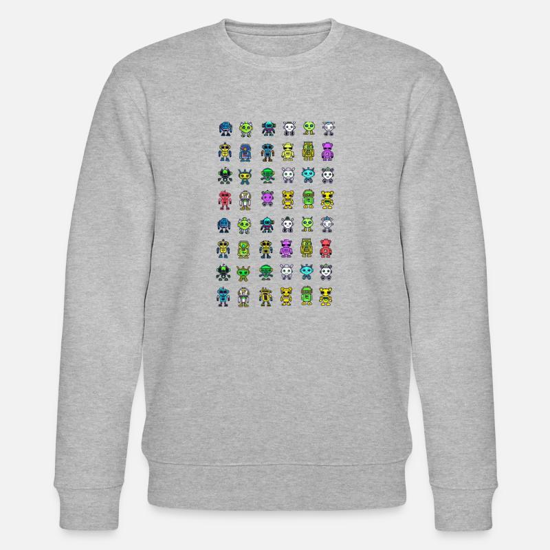 Cute Robot Pattern - Stanley/Stella CHANGER Unisex Organic Sweatshirt - heather grey