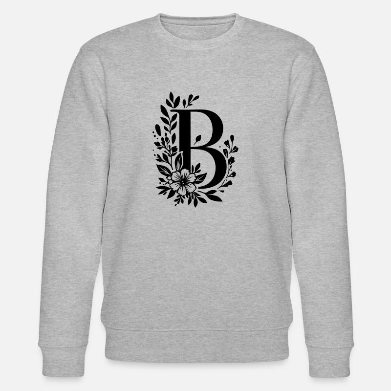 Lettre B Fleur - Sweat bio CHANGER Stanley/Stella Unisexe - gris chiné