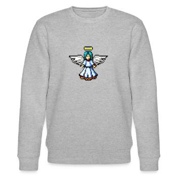 Christmas Angel in Pixel Art - Stanley/Stella CHANGER Unisex Organic Sweatshirt - heather grey - Front - Nik (191cm) & Marisol (170cm)