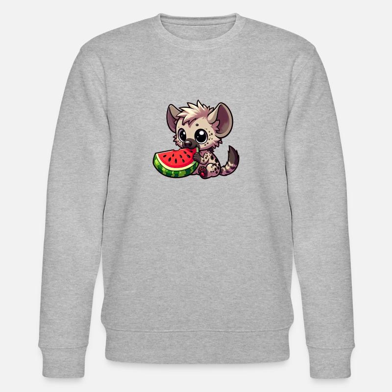 Hyäne mit Wassermelone Sommerfrucht - Stanley/Stella Unisex Bio-Sweatshirt CHANGER  - Grau meliert