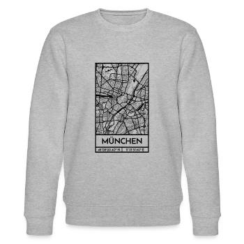 München – City Stadtplan Map Karte (schwarz) - Stanley/Stella Unisex Bio-Sweatshirt CHANGER  - Grau meliert - Vorne - Nik (191cm) & Marisol (170cm)