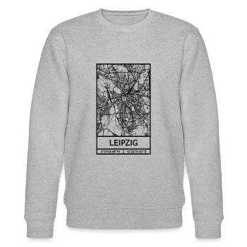 Leipzig – City Stadtplan Map Karte (schwarz) - Stanley/Stella Unisex Bio-Sweatshirt CHANGER  - Grau meliert - Vorne - Nik (191cm) & Marisol (170cm)