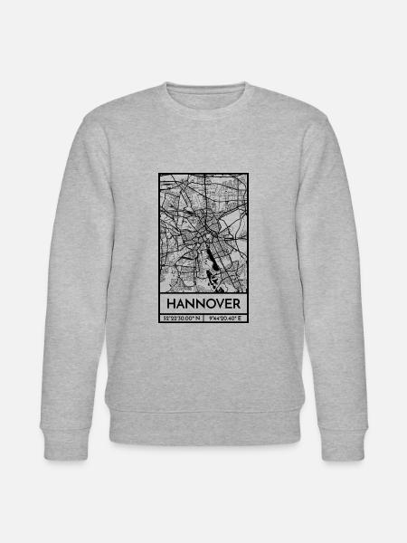 Hannover – City Stadtplan Map Karte (schwarz) - Stanley/Stella Unisex Bio-Sweatshirt CHANGER - Grau meliert