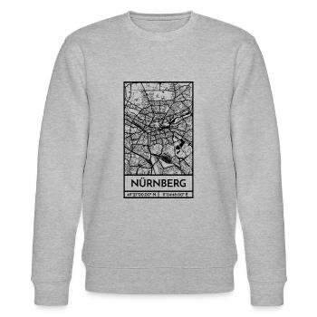 Nürnberg – City Stadtplan Map Karte (schwarz) - Stanley/Stella Unisex Bio-Sweatshirt CHANGER  - Grau meliert - Vorne - Nik (191cm) & Marisol (170cm)