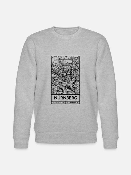 Nürnberg – City Stadtplan Map Karte (schwarz) - Stanley/Stella Unisex Bio-Sweatshirt CHANGER - Grau meliert