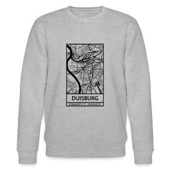 Duisburg – City Stadtplan Map Karte (schwarz) - Stanley/Stella Unisex Bio-Sweatshirt CHANGER  - Grau meliert - Vorne - Nik (191cm) & Marisol (170cm)