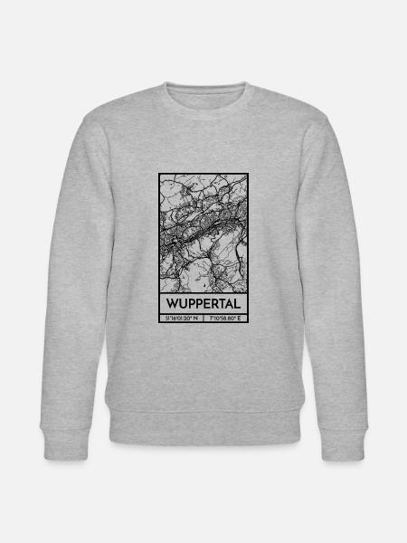 Wuppertal – City Stadtplan Map Karte (schwarz) - Stanley/Stella Unisex Bio-Sweatshirt CHANGER - Grau meliert