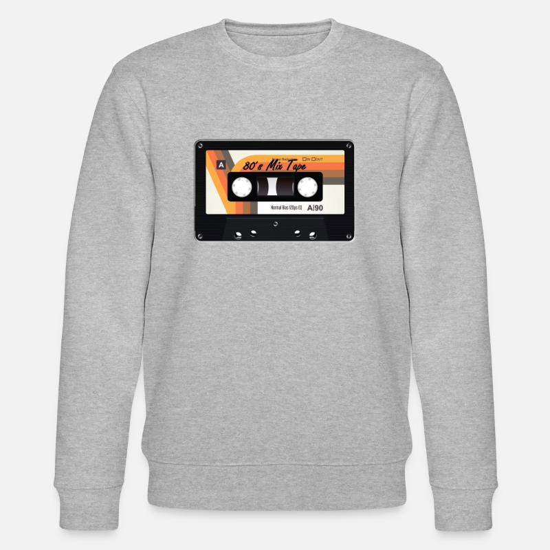 Retro 80s + 90s cassette - Stanley/Stella CHANGER Unisex Organic Sweatshirt - heather grey