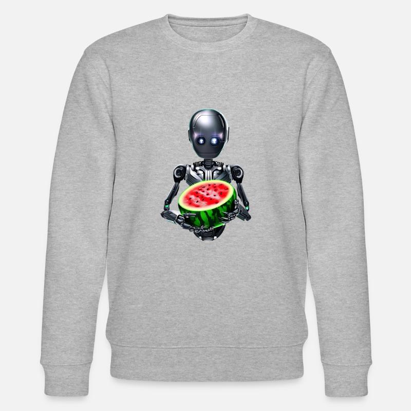 Roboter und Wassermelone - Stanley/Stella Unisex Bio-Sweatshirt CHANGER  - Grau meliert