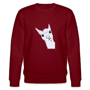Pixel Lama - Stanley/Stella Unisex Bio-Sweatshirt CHANGER  - Burgunderrot - Vorne - Nik (191cm) & Marisol (170cm)