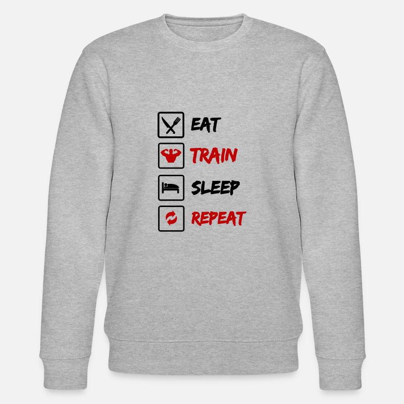 Eat Train Sleep Repeat - Stanley/Stella CHANGER Unisex Organic Sweatshirt - heather grey