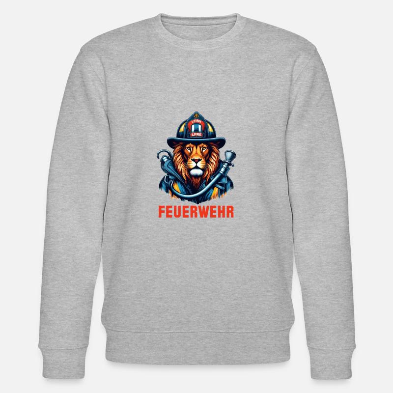 Feuerwehr Löwe Geschenk - Stanley/Stella Unisex Bio-Sweatshirt CHANGER - Grau meliert