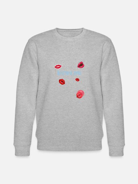 Bützchen, Küsschen, jong,karneval, Lippen - Stanley/Stella Unisex Bio-Sweatshirt CHANGER  - Grau meliert