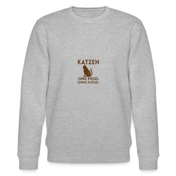 Katzenfreunde Katze - Stanley/Stella Unisex Bio-Sweatshirt CHANGER  - Grau meliert - Vorne - Nik (191cm) & Marisol (170cm)