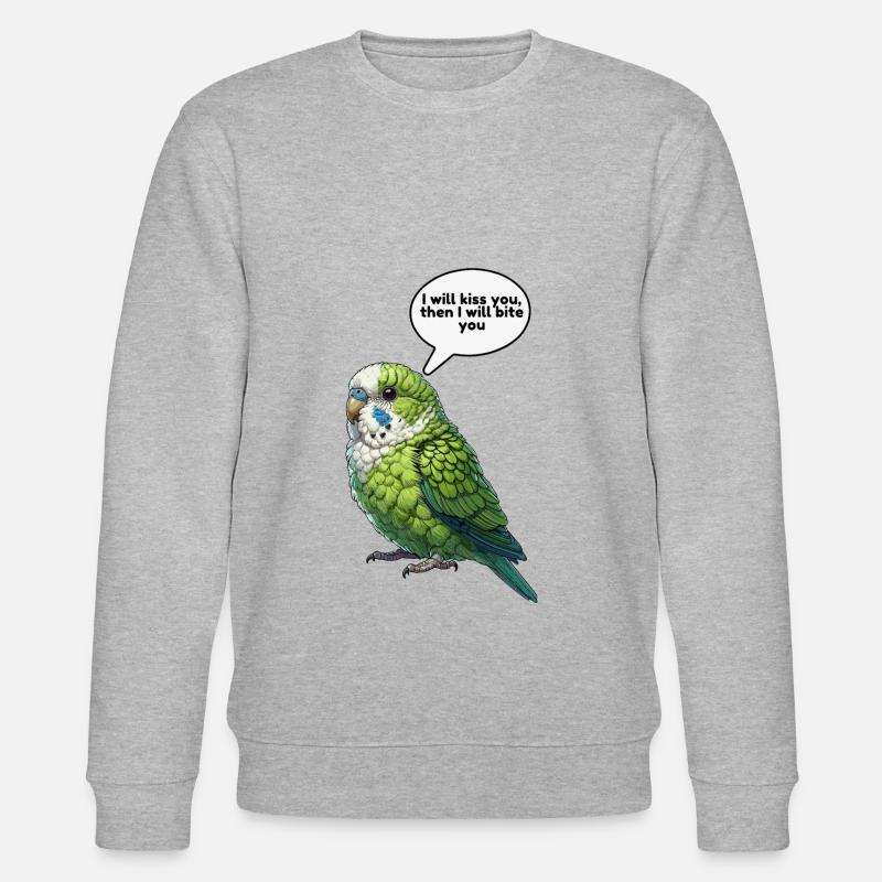 Perroquet Oiseau Perroquet vert - Sweat bio CHANGER Stanley/Stella Unisexe - gris chiné