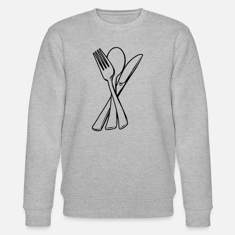 Messer, Gabel und Löffel transparent - Stanley/Stella Unisex Bio-Sweatshirt CHANGER - Grau meliert