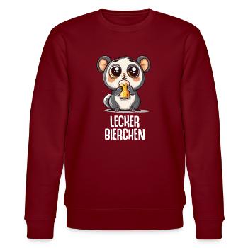 Lecker Bierchen Sad Hamster Meme Bier Alkohol - Stanley/Stella Unisex Bio-Sweatshirt CHANGER  - Burgunderrot - Vorne - Nik (191cm) & Marisol (170cm)