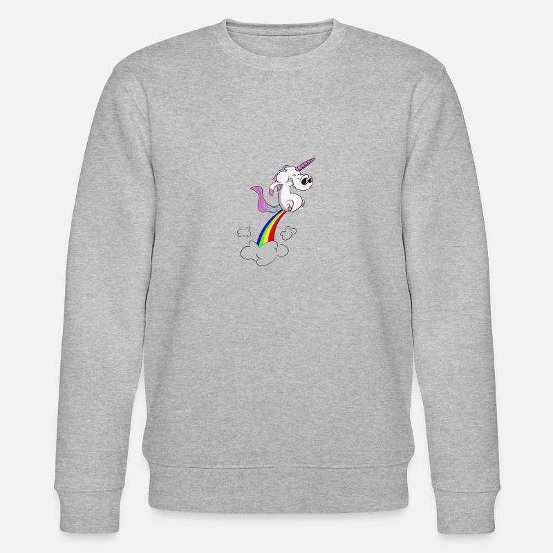 Unicorn / Einhorn - furzend Regenbogen - Stanley/Stella Unisex Bio-Sweatshirt CHANGER  - Grau meliert