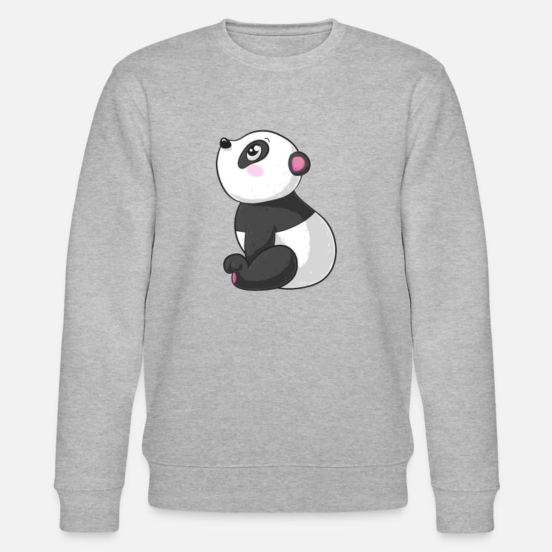 Träumender Comic Panda - Stanley/Stella Unisex Bio-Sweatshirt CHANGER  - Grau meliert