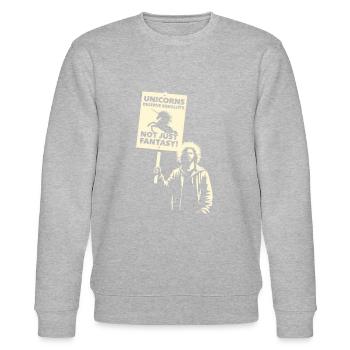 Unicorns deserve equality not just fantasy - Stanley/Stella CHANGER Unisex Organic Sweatshirt - heather grey - Front - Nik (191cm) & Marisol (170cm)
