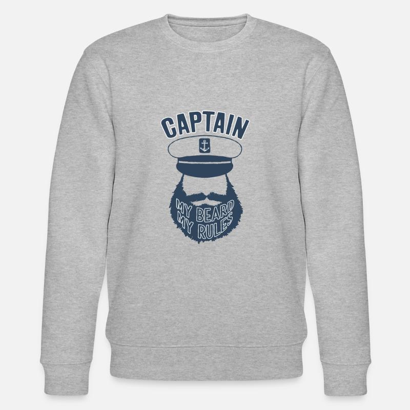BOAT CAPTAIN BEARD RULES - Stanley/Stella CHANGER Unisex Organic Sweatshirt - heather grey