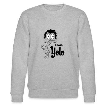Sprüche Lustige Comic Egal Yolo - Stanley/Stella Unisex Bio-Sweatshirt CHANGER  - Grau meliert - Vorne - Nik (191cm) & Marisol (170cm)