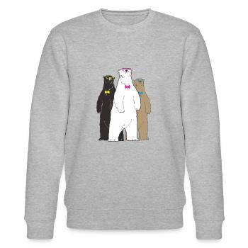 BEAR three - Stanley/Stella CHANGER Unisex Organic Sweatshirt - heather grey - Front - Nik (191cm) & Marisol (170cm)