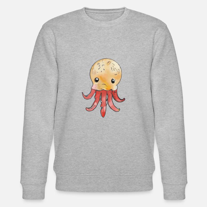 Krake Oktopus Geschenkidee - Stanley/Stella Unisex Bio-Sweatshirt CHANGER  - Grau meliert