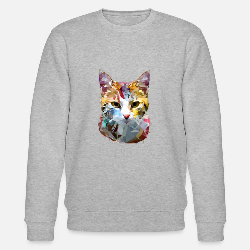 Abstrakte Polygon geometrische Katze - Stanley/Stella Unisex Bio-Sweatshirt CHANGER  - Grau meliert