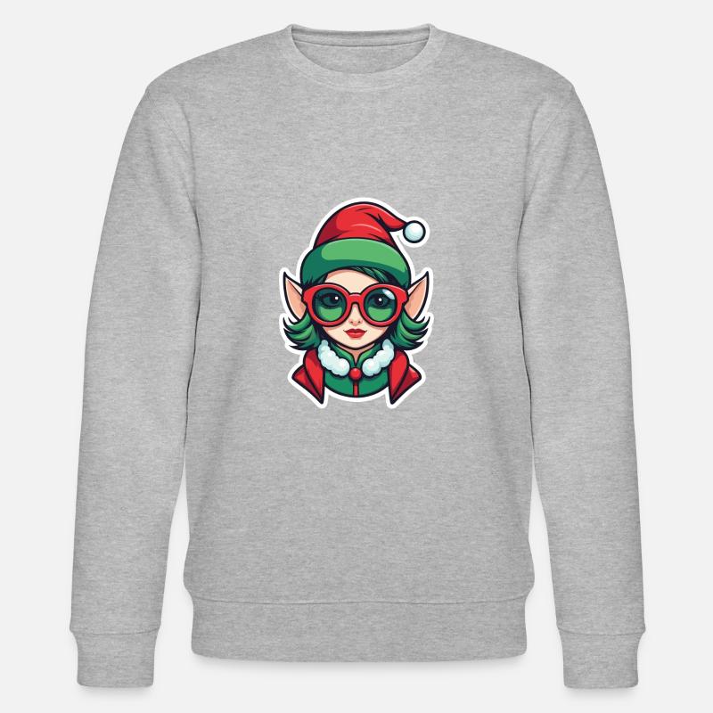 Dessin de Noël elfe - Sweat bio CHANGER Stanley/Stella Unisexe - gris chiné