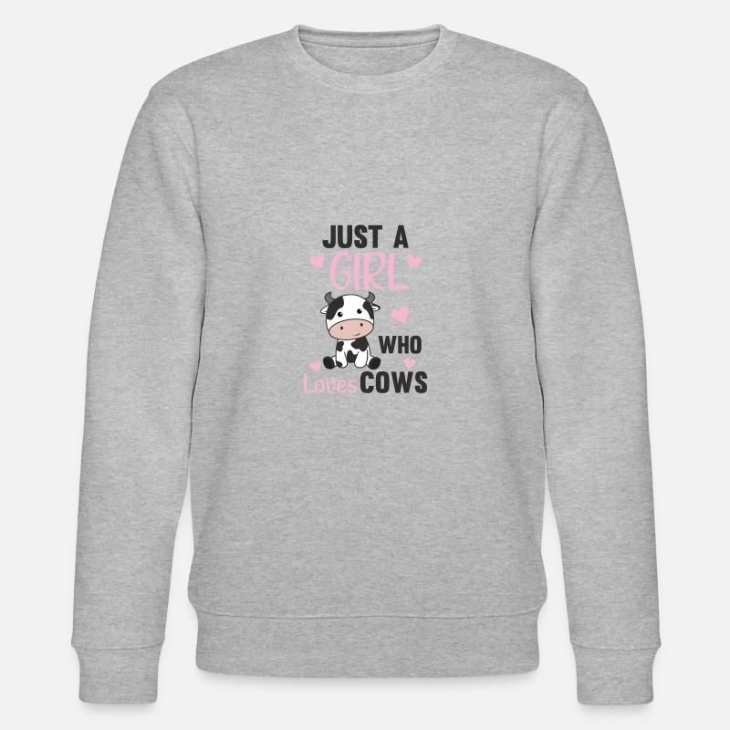Bare en pige, der elsker køer søde ko dyr - Stanley/Stella økologisk unisex-sweatshirt CHANGER  - grå meleret